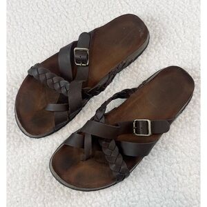 KOHL’S • Dark Brown Leather Strappy Criss-Cross Slide Sandals, 9